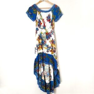 Flying Tomato High Low Dress Iconic Print On/ Off Shoulder Elastic Waist Small